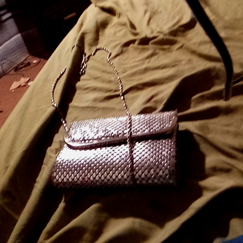 silver shoulder bag